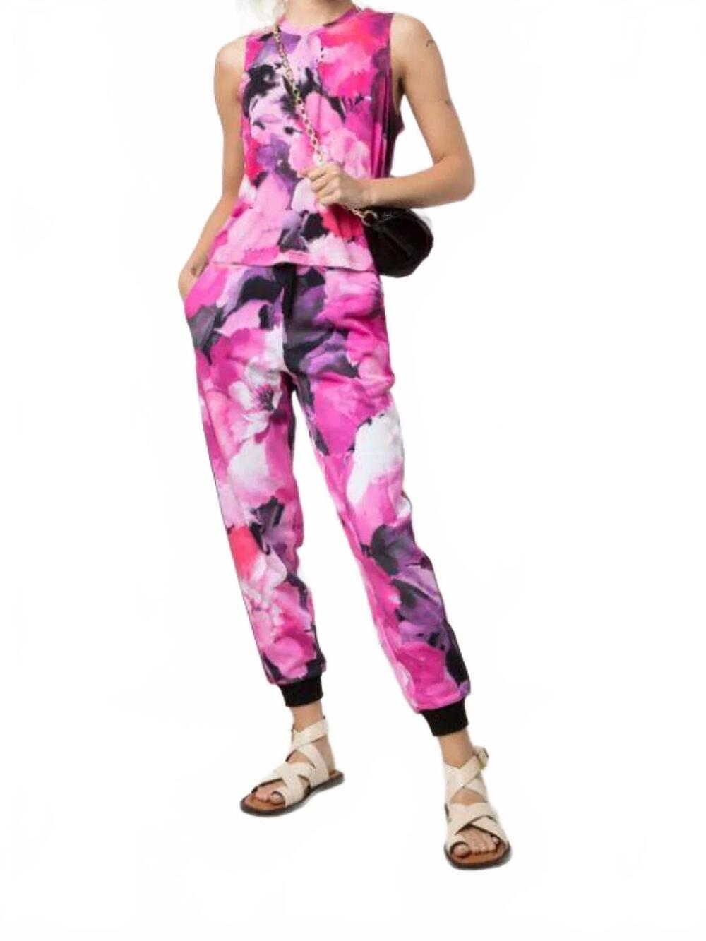 NEW MARCHESA ATHLEISURE casey printed top in raspberry multi